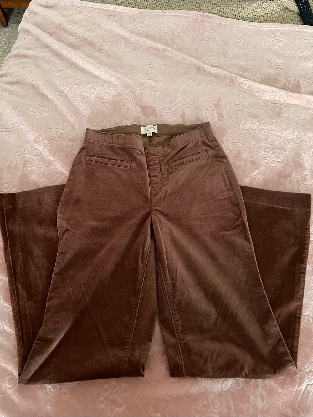 Pilcro Dusty Pink Velvet Wide Leg Pants